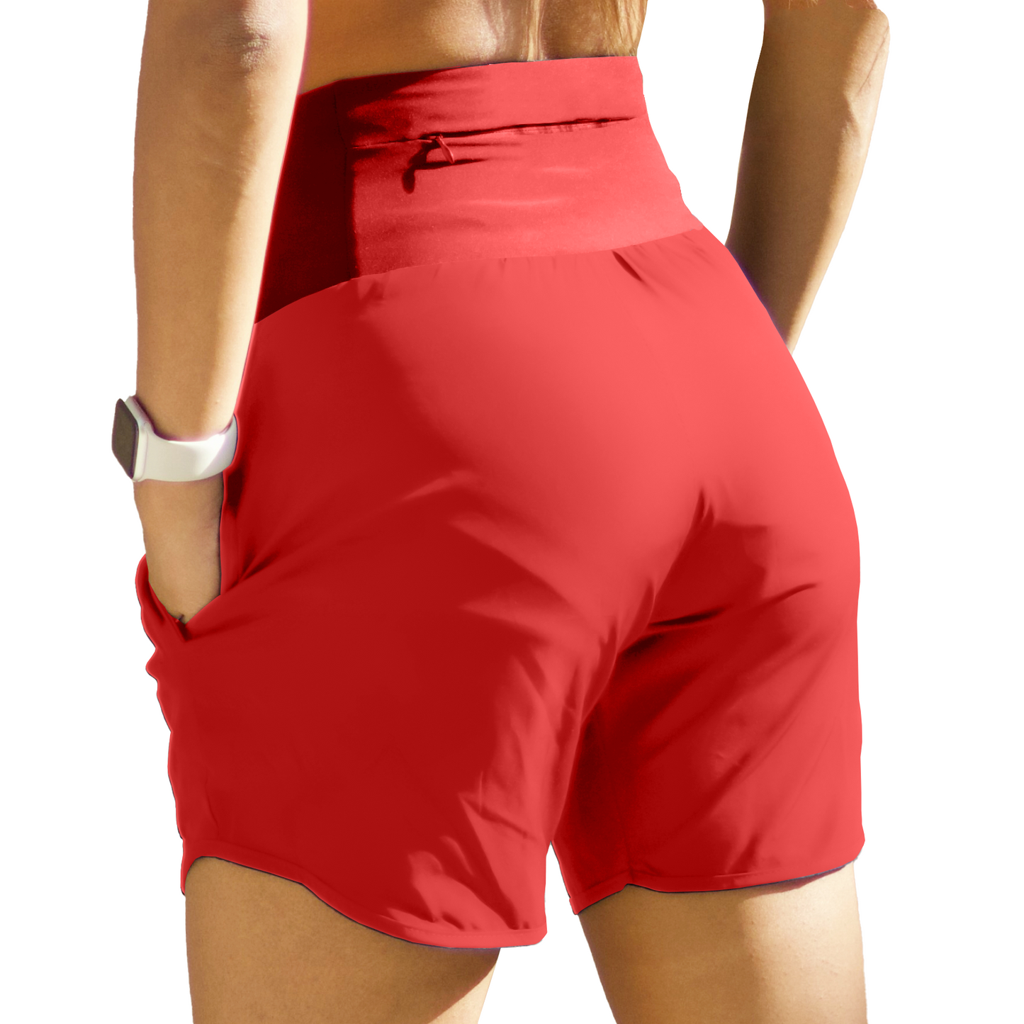 Womens High Waisted Athletic Shorts Long Inseam Quick Dry Running Shorts for Women with Zipper Pockets and Mesh Liner