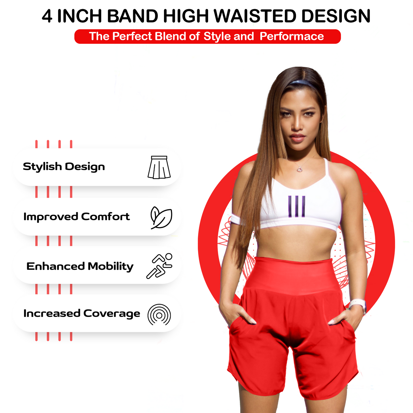 Womens High Waisted Athletic Shorts Long Inseam Quick Dry Running Shorts for Women with Zipper Pockets and Mesh Liner