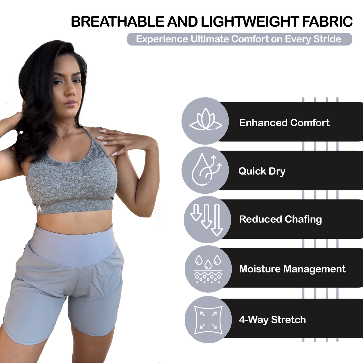 Womens High Waisted Athletic Shorts Long Inseam Quick Dry Running Shorts for Women with Zipper Pockets and Mesh Liner