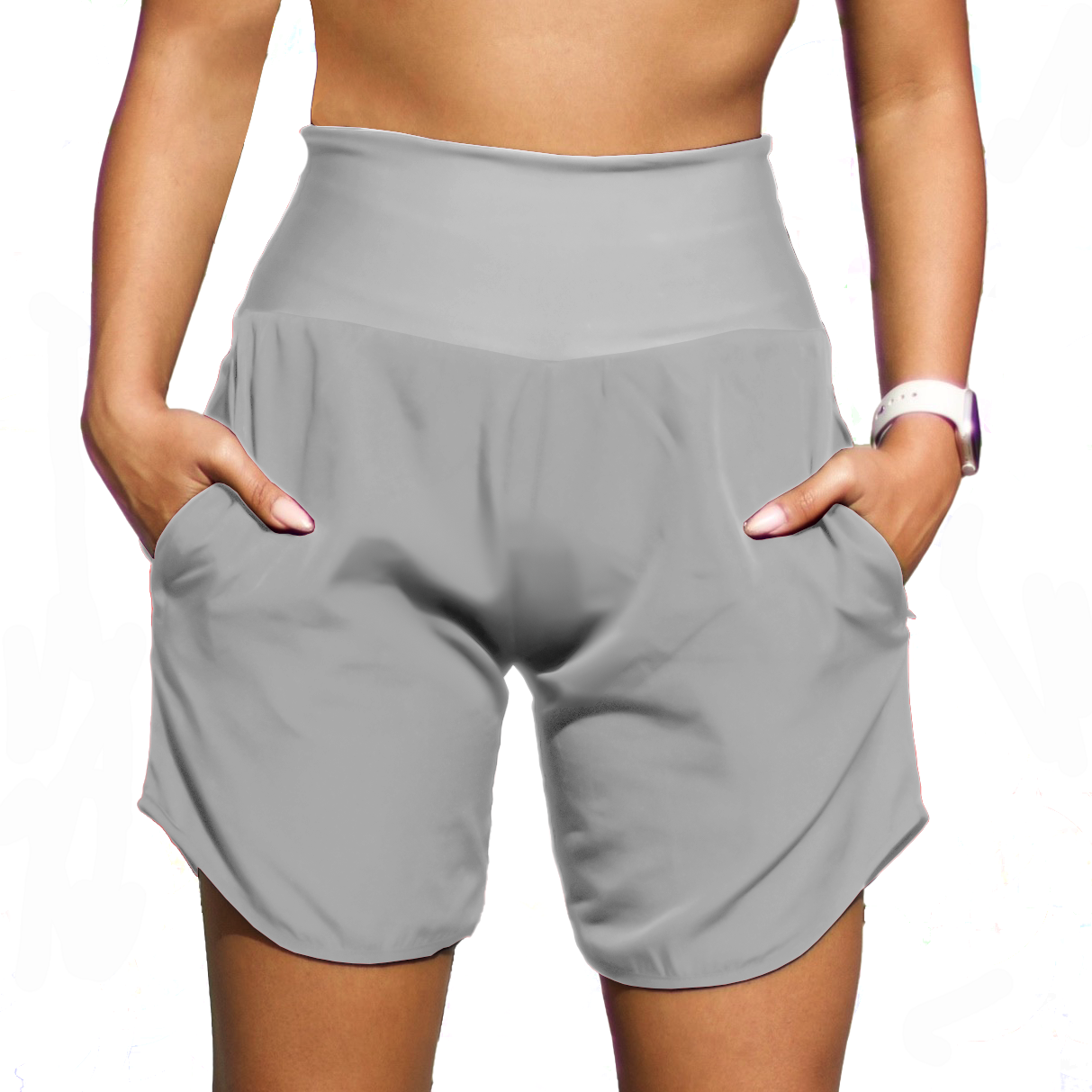 Womens High Waisted Athletic Shorts Long Inseam Quick Dry Running Shorts for Women with Zipper Pockets and Mesh Liner