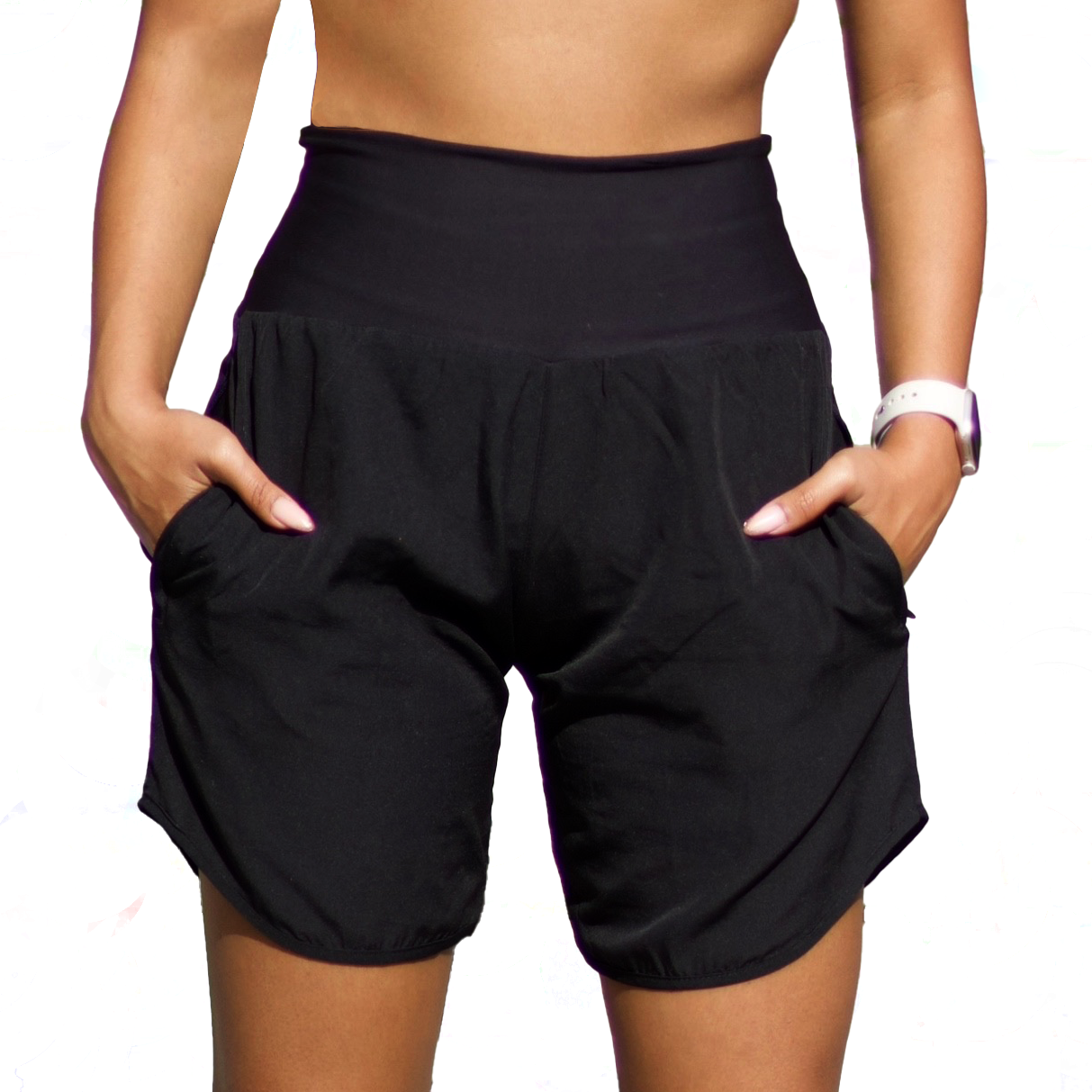 Womens High Waisted Athletic Shorts Long Inseam Quick Dry Running Shorts for Women with Zipper Pockets and Mesh Liner