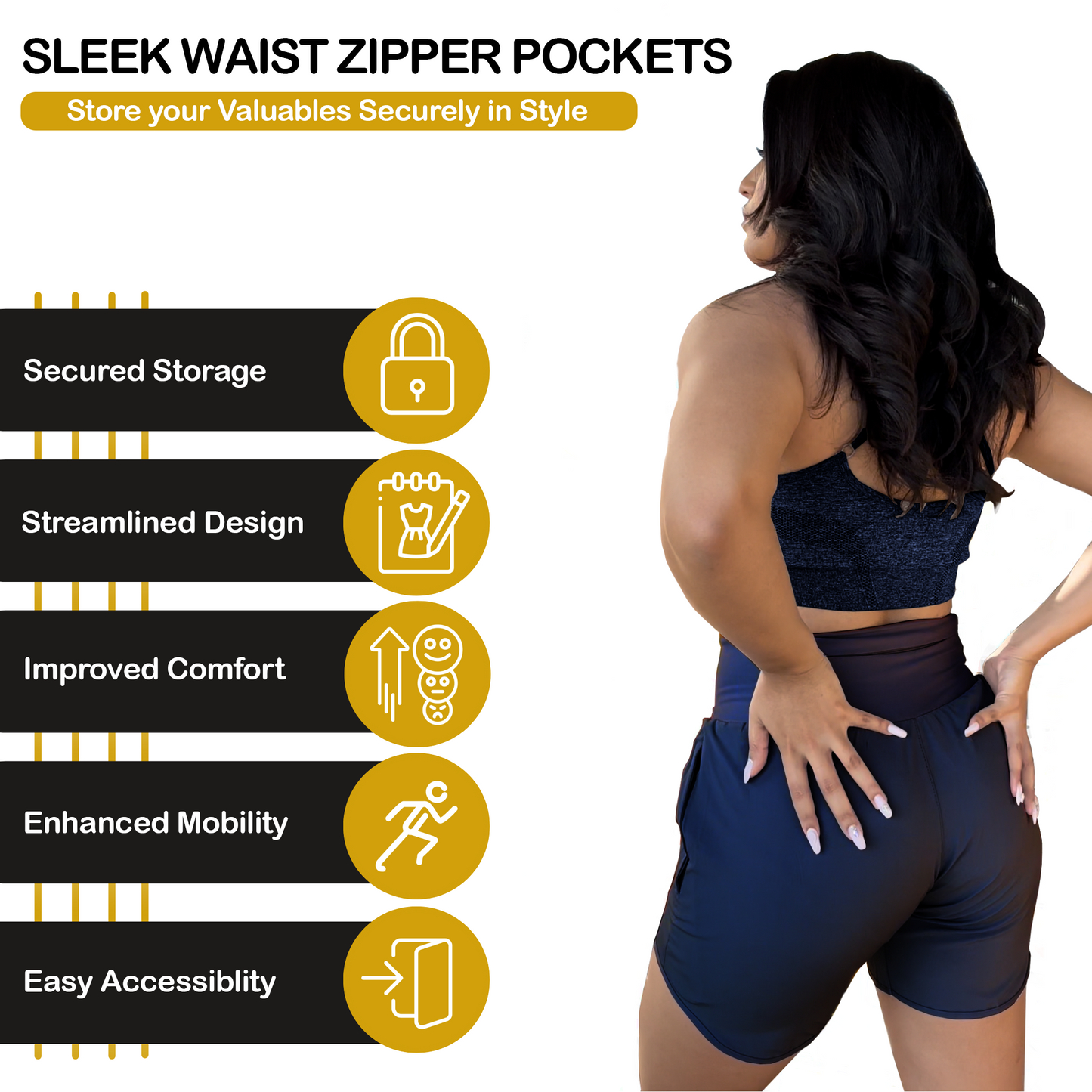 Womens High Waisted Athletic Shorts Long Inseam Quick Dry Running Shorts for Women with Zipper Pockets and Mesh Liner